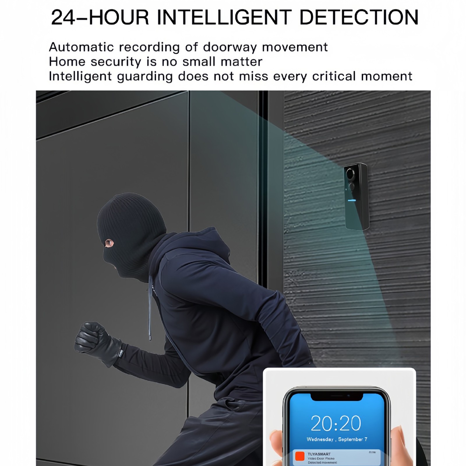 Solar Powered Wireless Intercom Doorbell Video Home Systems Motion Detection