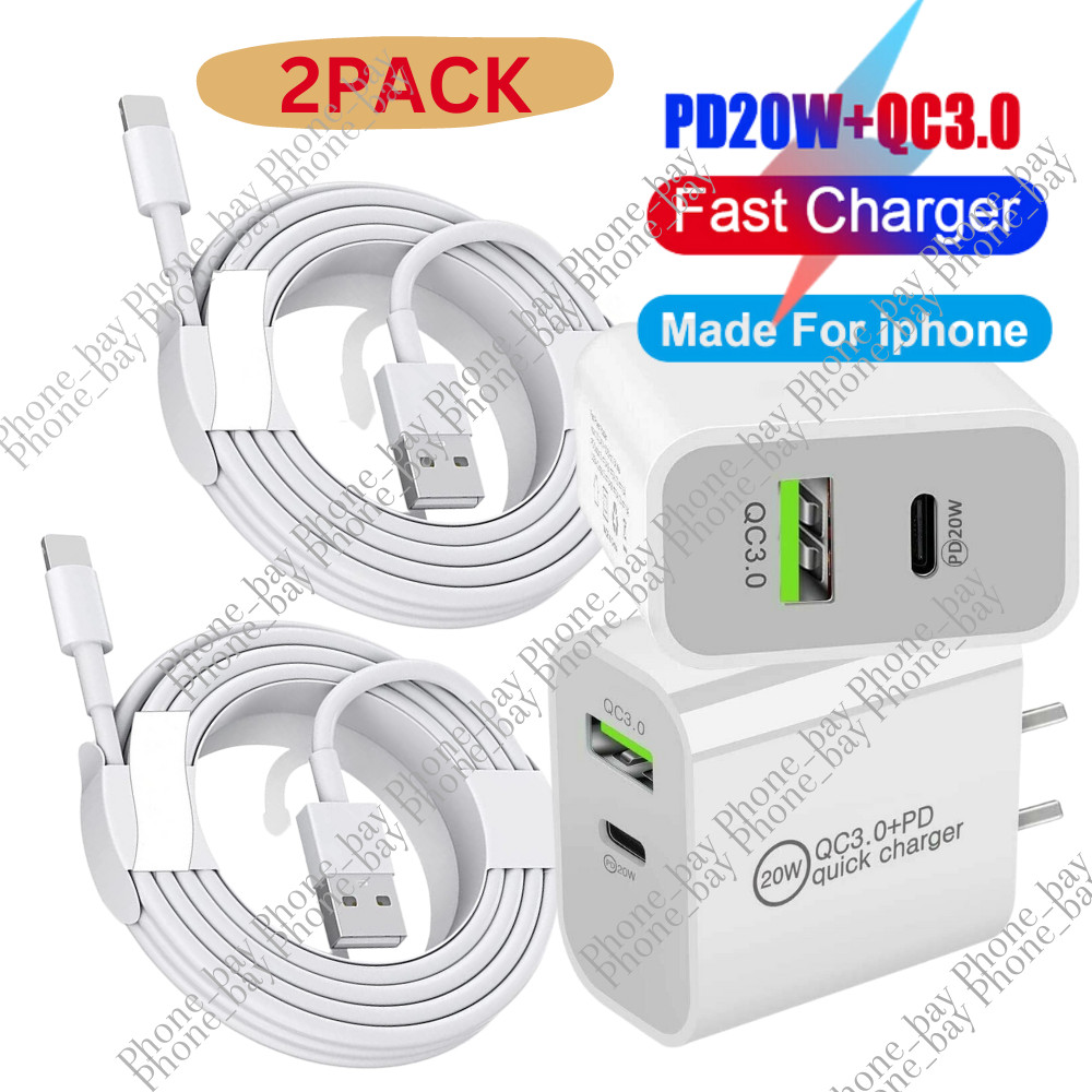 Dual USB Power Type C Adapter For iPhone 14 13 12 11 XR 20W PD Fast Wall Charger