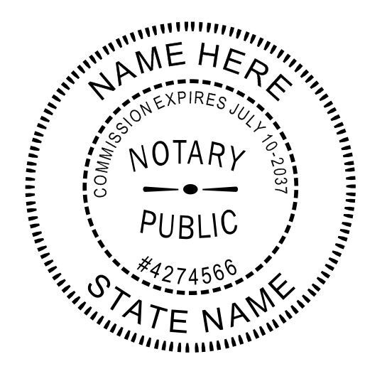 Notary Self Ink Rubber Stamp- Custom Round Notary  Self Ink Rub-Any State Notary