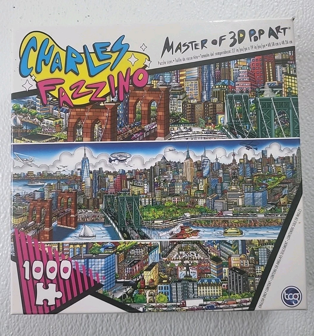 Charles Fazzino 1000 Pc Puzzle Along The East River Master of 3D Pop Art TCG T01