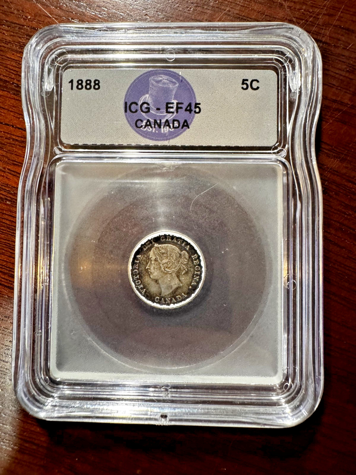 1888 Canada 5 Cents Silver Coin ICG EF-45 – Queen Victoria