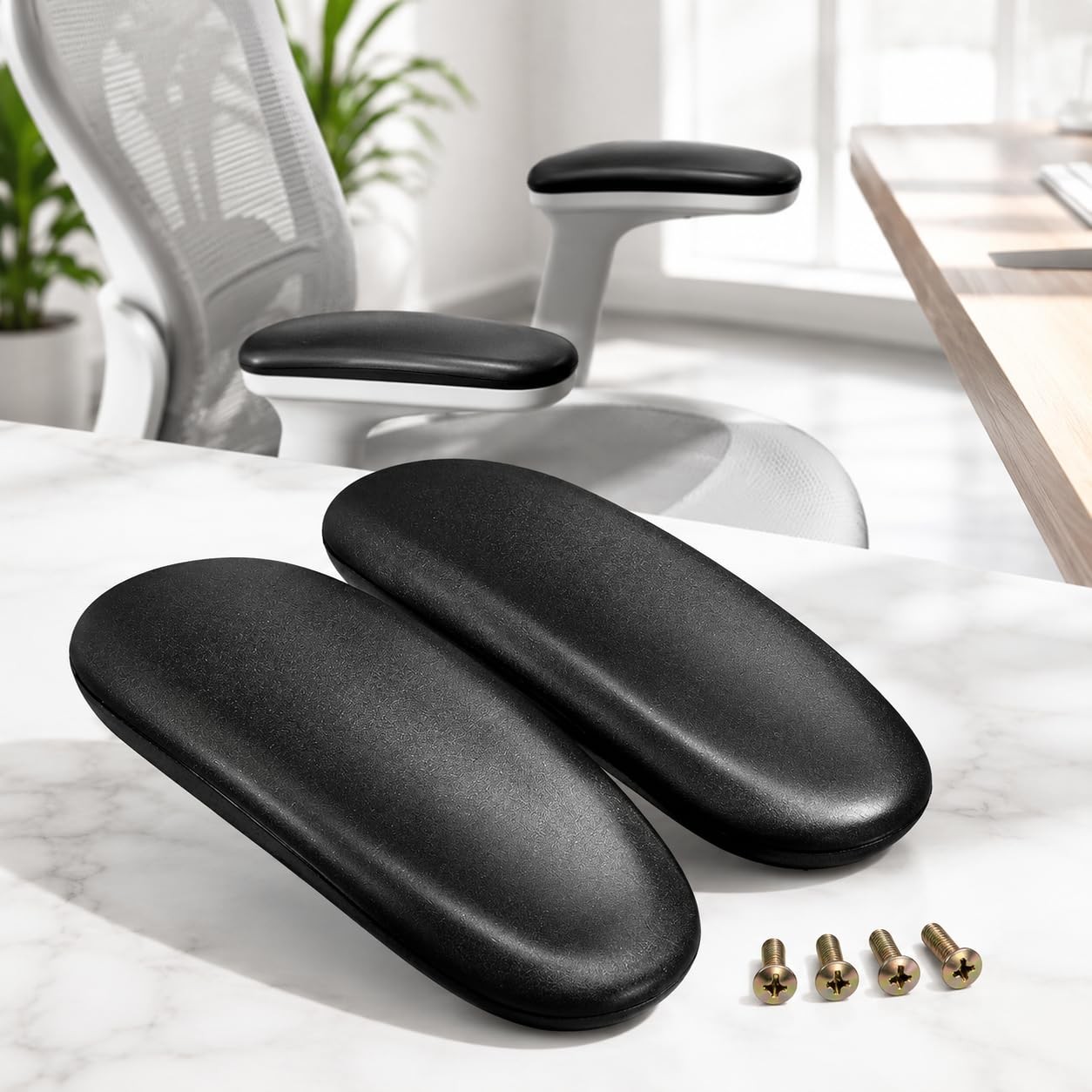 Dpwrrot Office Chair Replacement Armrest Arm Pads 4" Mounting Hole, Black