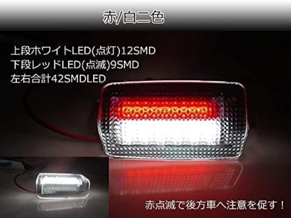 Full LED Side Door Panel Courtesy Warning Light Lamp Assembly Color: Red+White