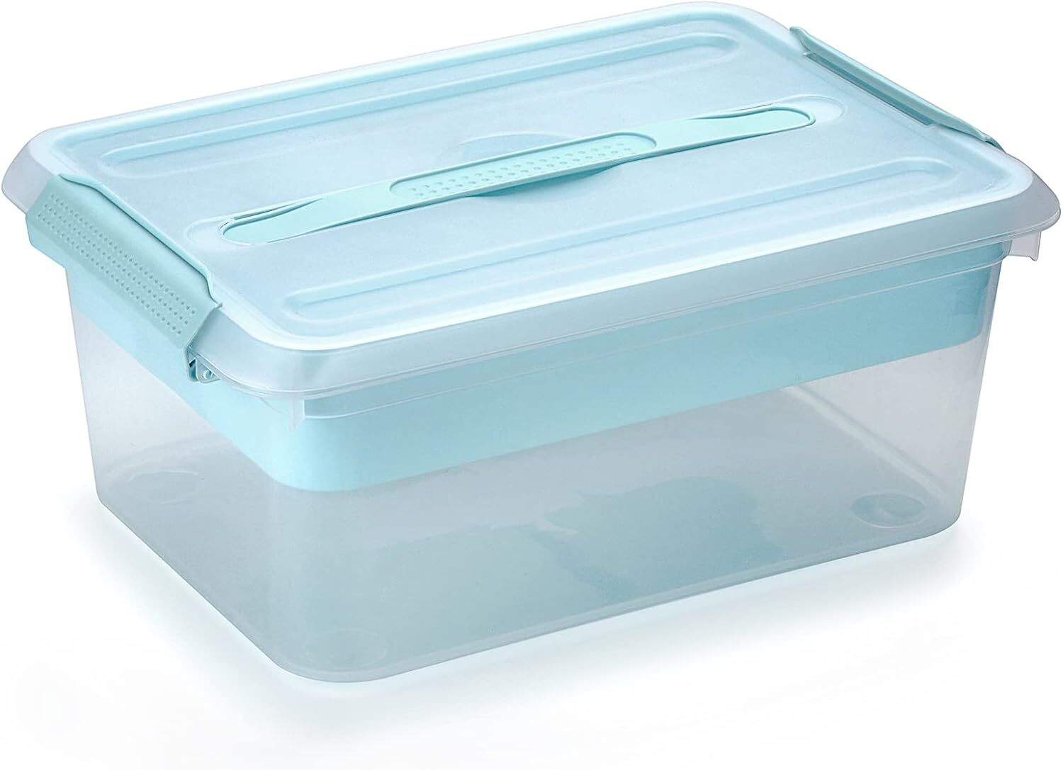 BTSKY Stack & Carry Box, Clear Plastic Storage Container Stackable Home Utility