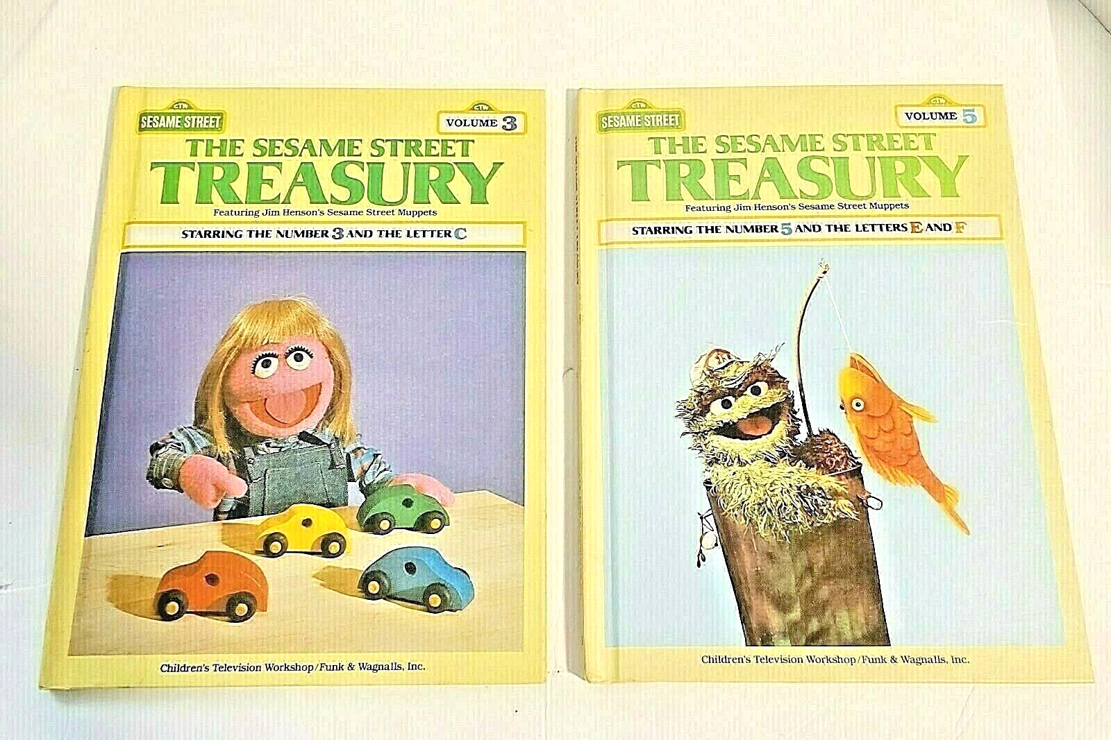 VTG The Sesame Street Treasury Books Vol 3 Vol 5 Numbers 3 5 Letters C E F Clean