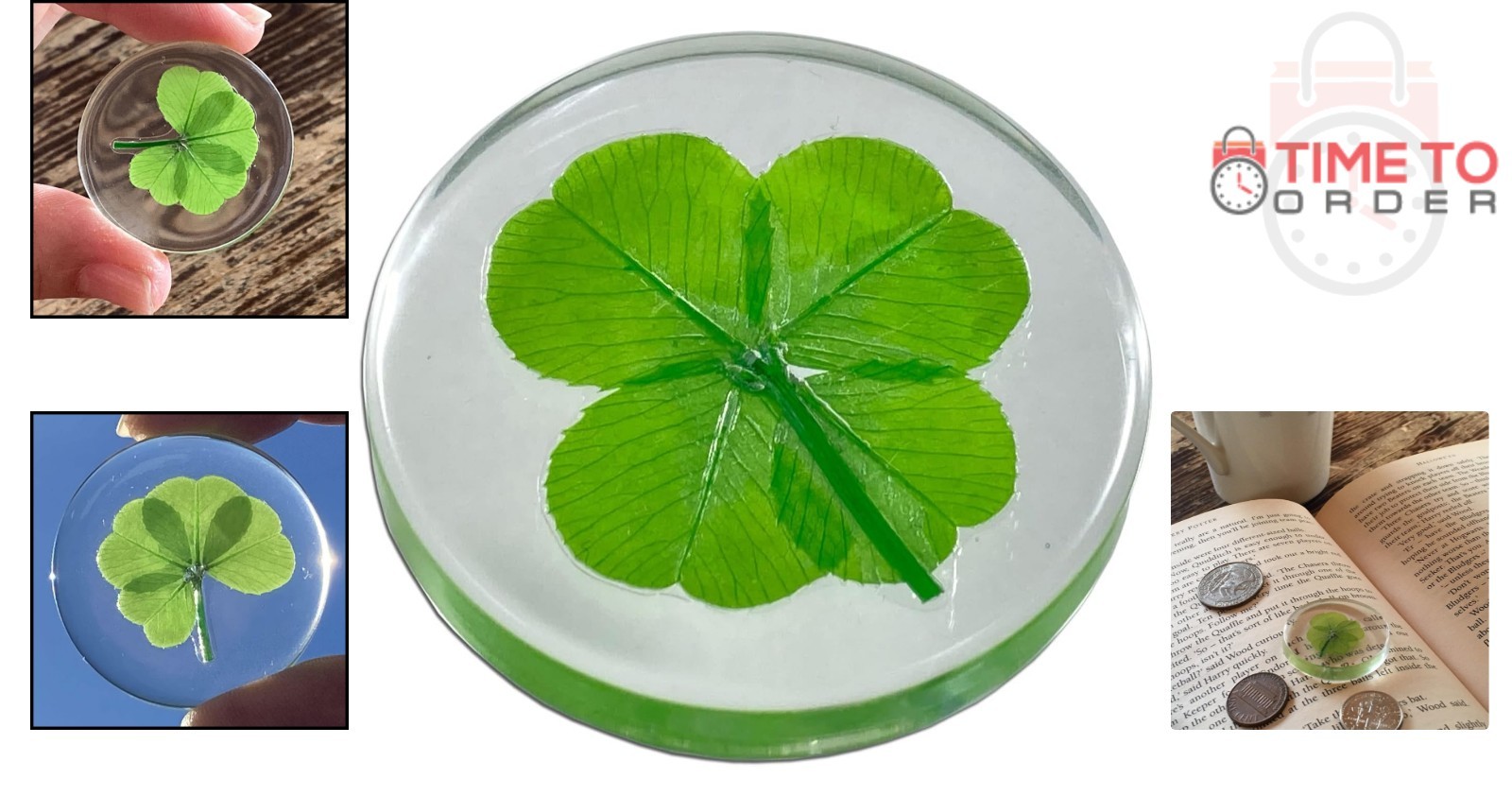 Real Four Leaf Clover Lucky Pocket Token Preserved Flowers Gift