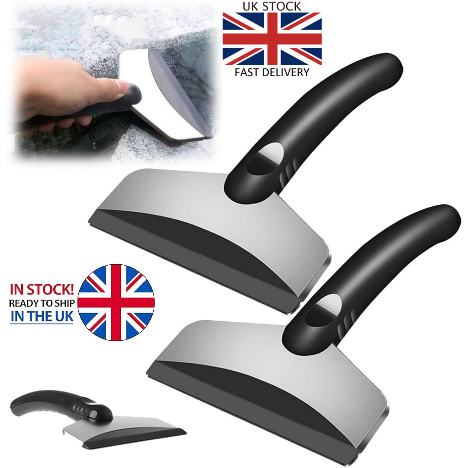 2PCS Car Snow Shovel Ice Scraper Windshield Defroster Winter Glass Removal Tool