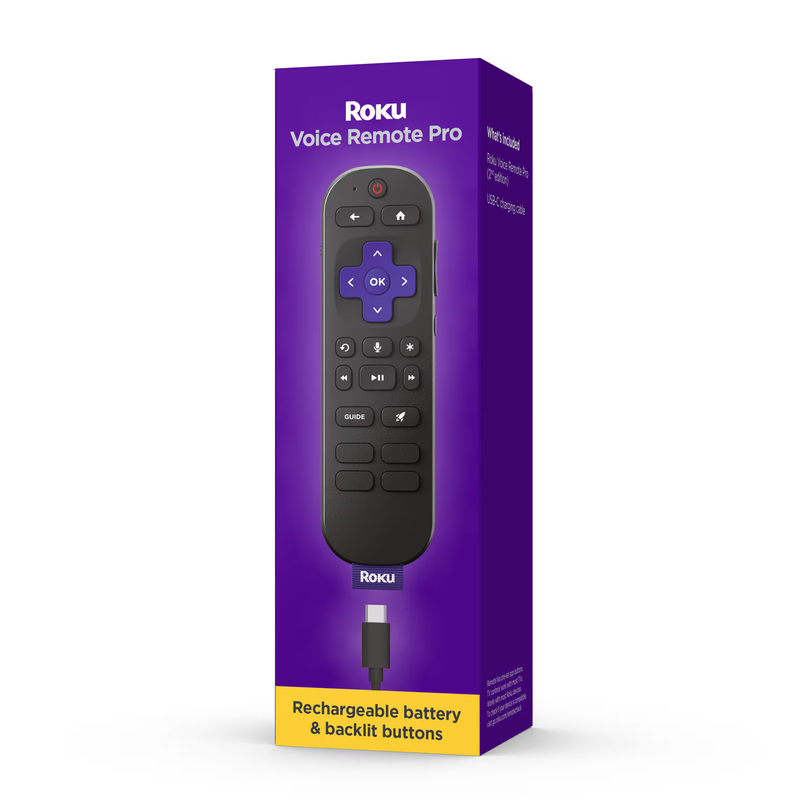 Roku - Voice Remote Pro (2nd Edition) | Rechargeable Replacement Voice Remote...