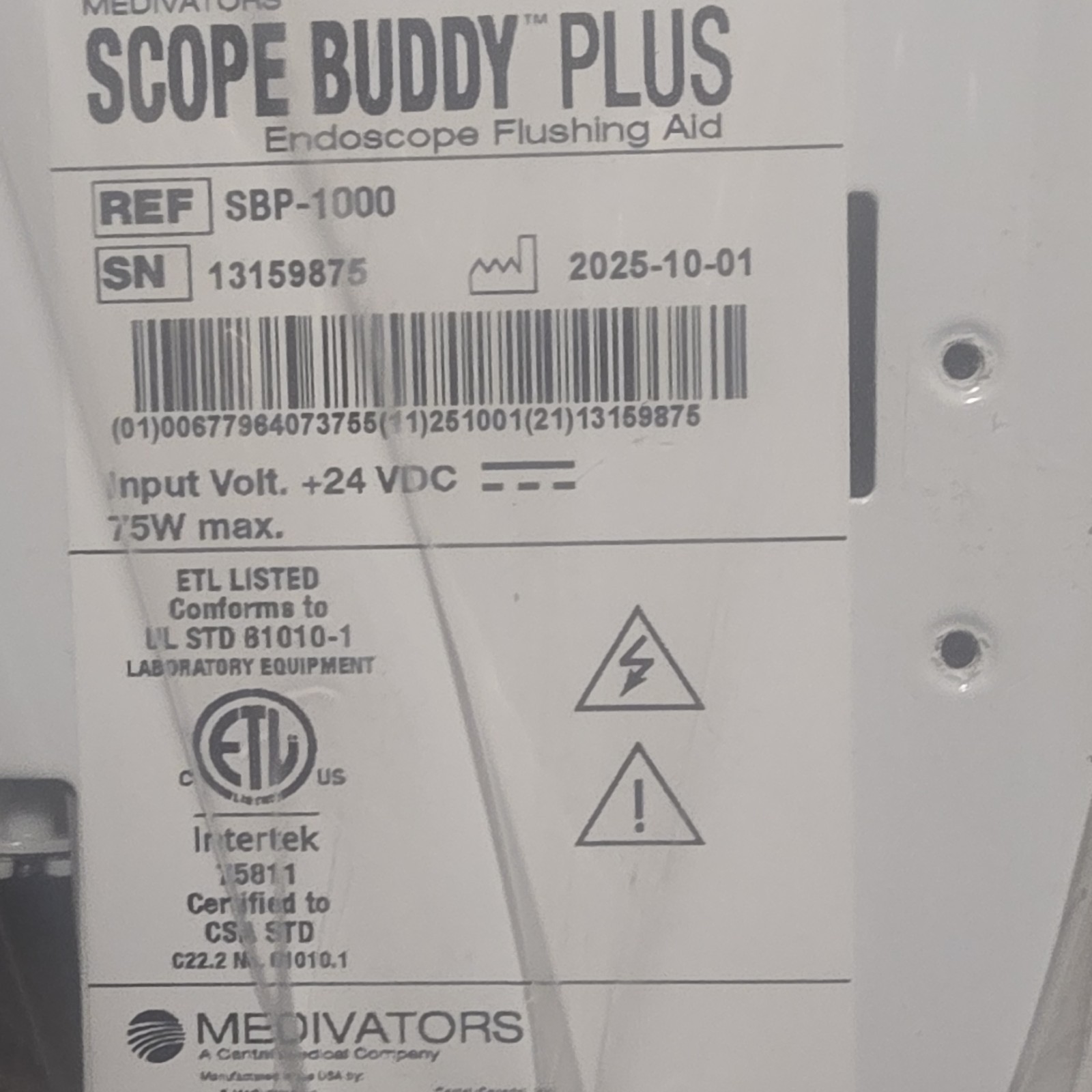 Medivators Scope Buddy Plus Endoscope Flushing Aid SBP-1000 24VDC