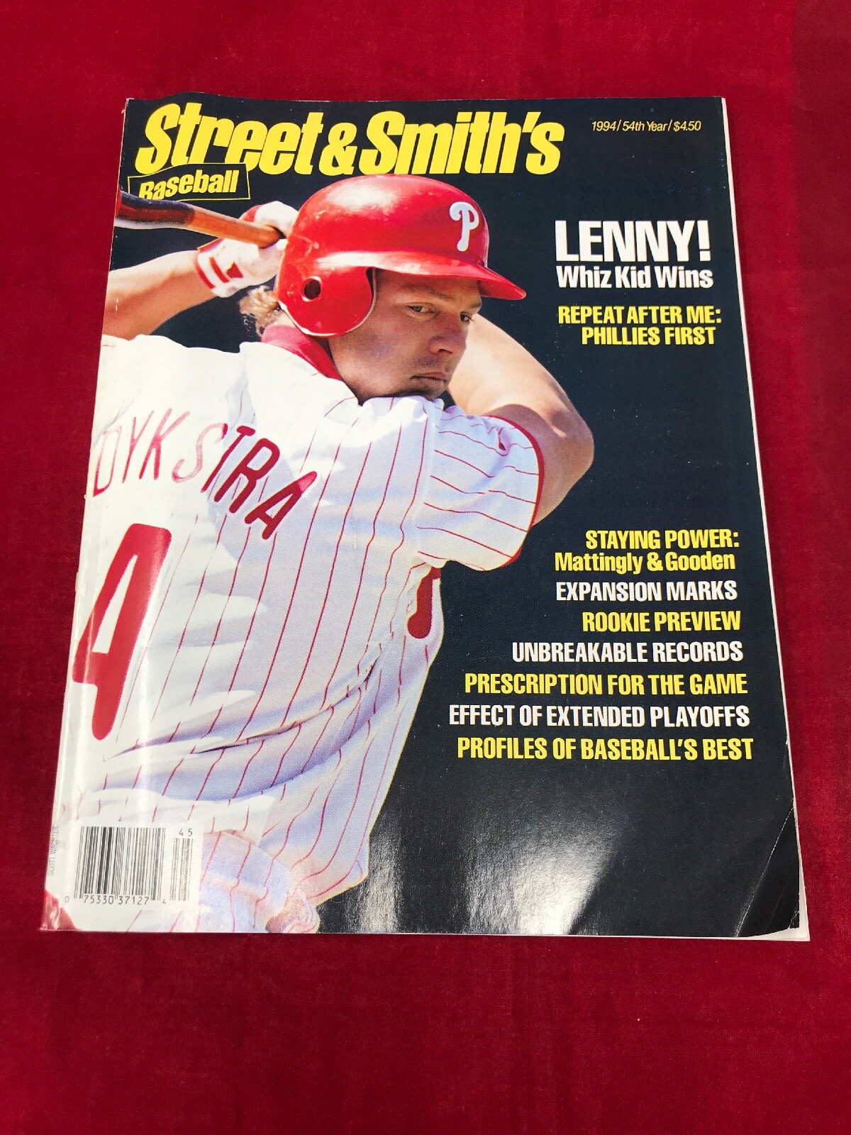 1994 Street & Smith Baseball Magazine Lenny Dykstra Cover EUC