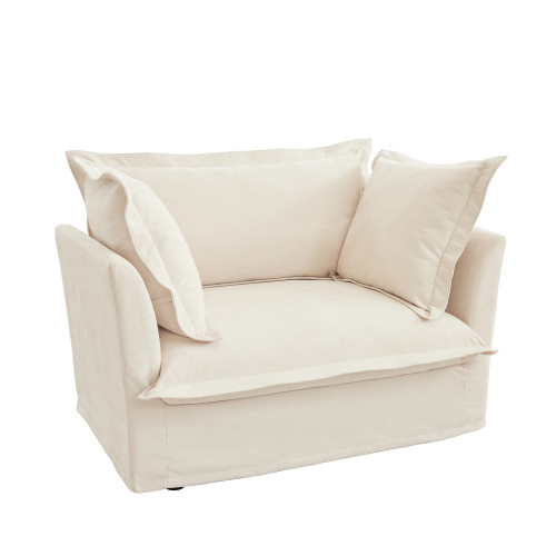 Armchair with 1 Big Back Cushion and 2 Big Toss Pillows Single Deep Seat Fabric