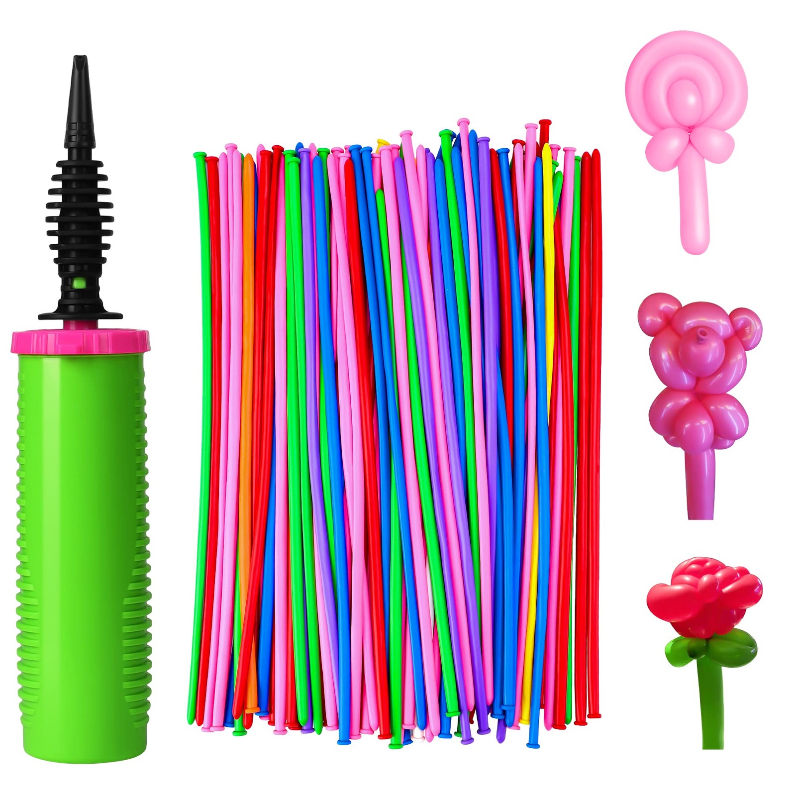 100Pcs 260 Balloons with 1 Hand Balloon Pump Kit Professional Premium