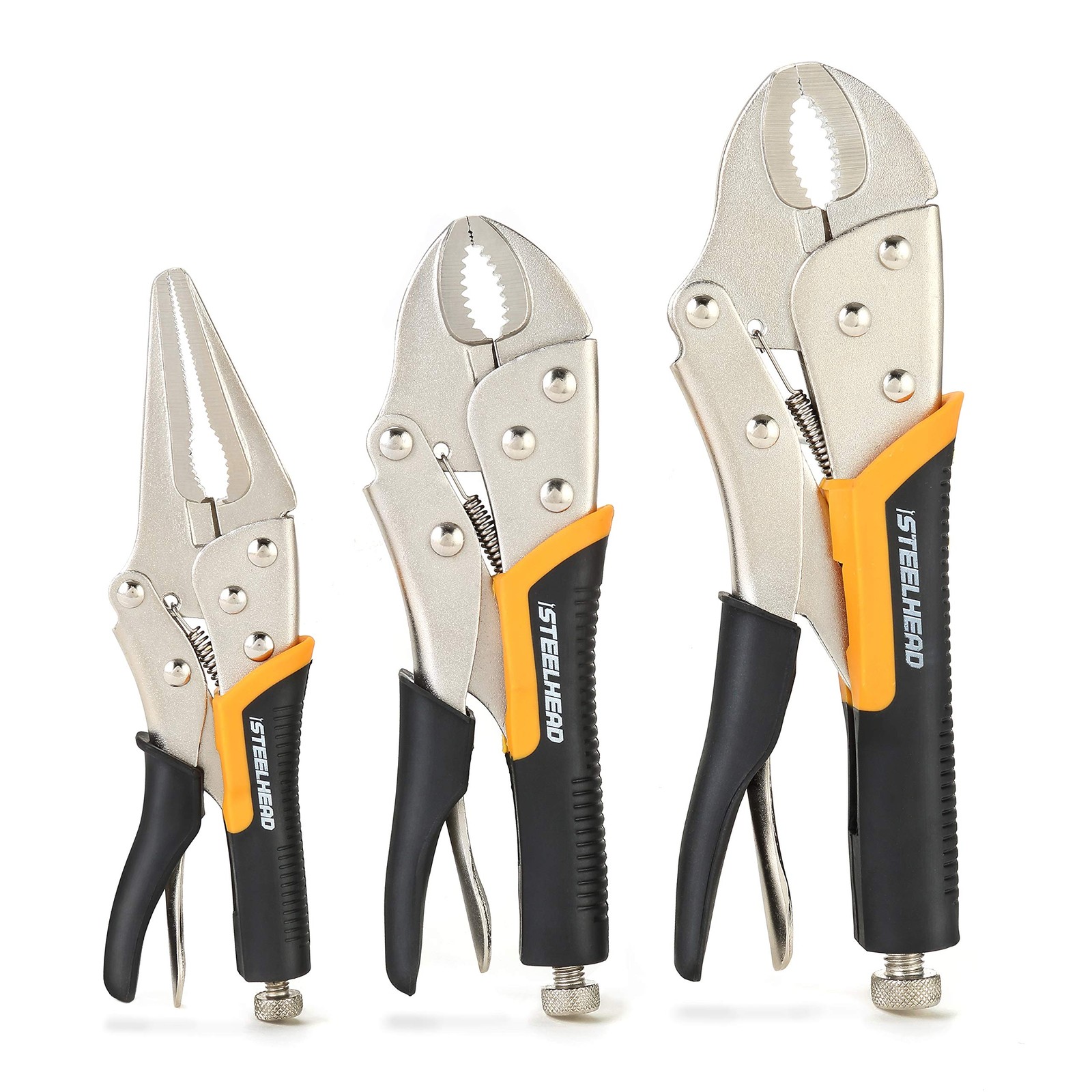 STEELHEAD 3-Piece Locking Pliers Set, 3 Count (Pack of 1), 3-piece