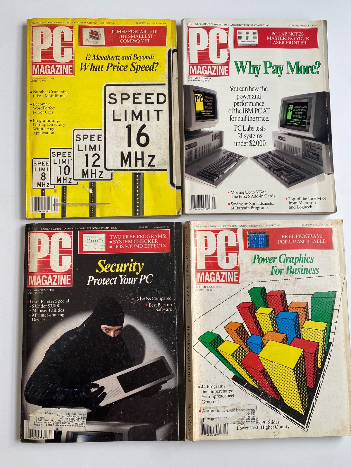 vintage 4 volume lot 1987 and 1988PC Magazine, Compaq, Microsoft Word, IBM