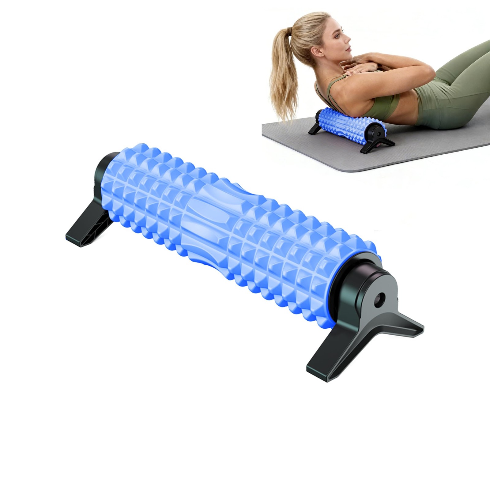 Foam Roller with Detachable Stand, 18" Deep Tissue Massage 18-inch, Blue