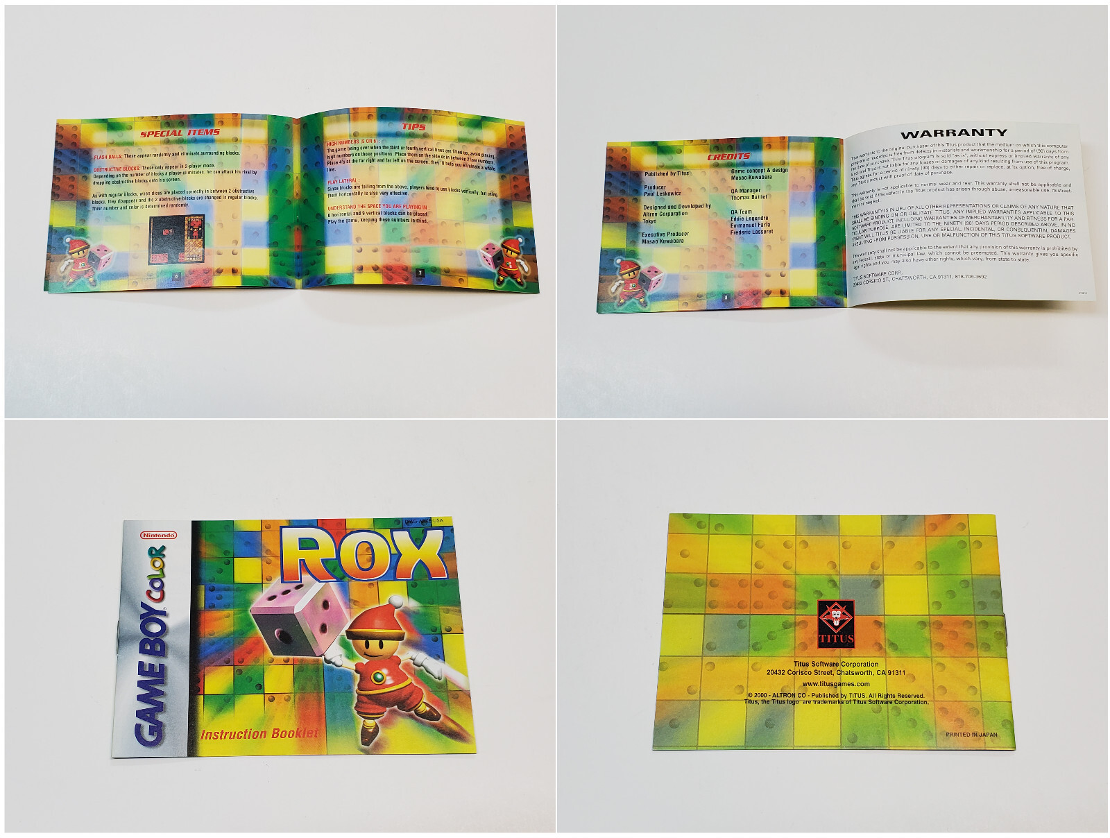 Rox Authentic Nintendo Game Boy Color Box & Manual *