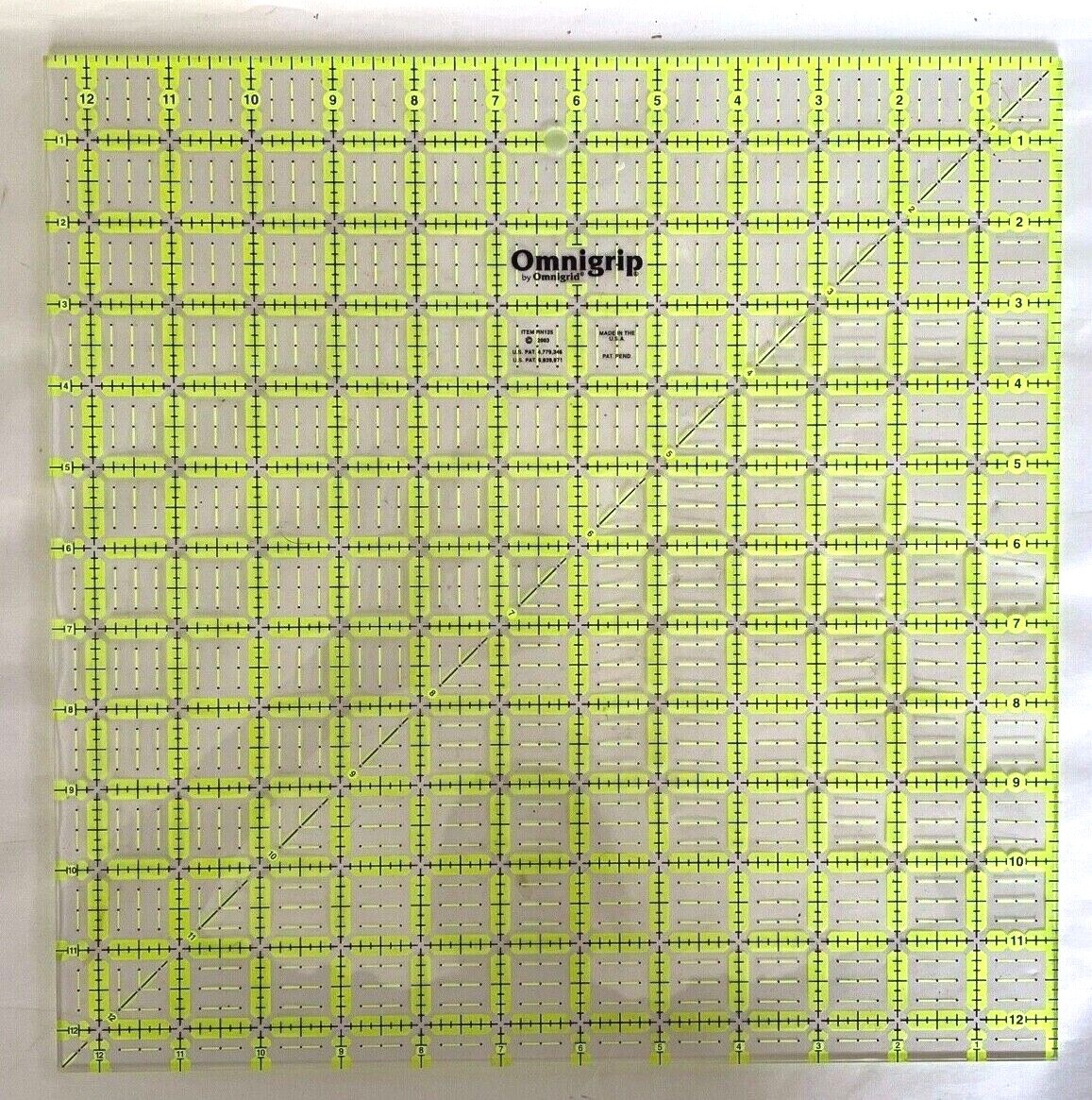 Omnigrip by Omnigrid Non-Slip Quilter's Ruler 12-1/2 "X 12-1/2" EUC