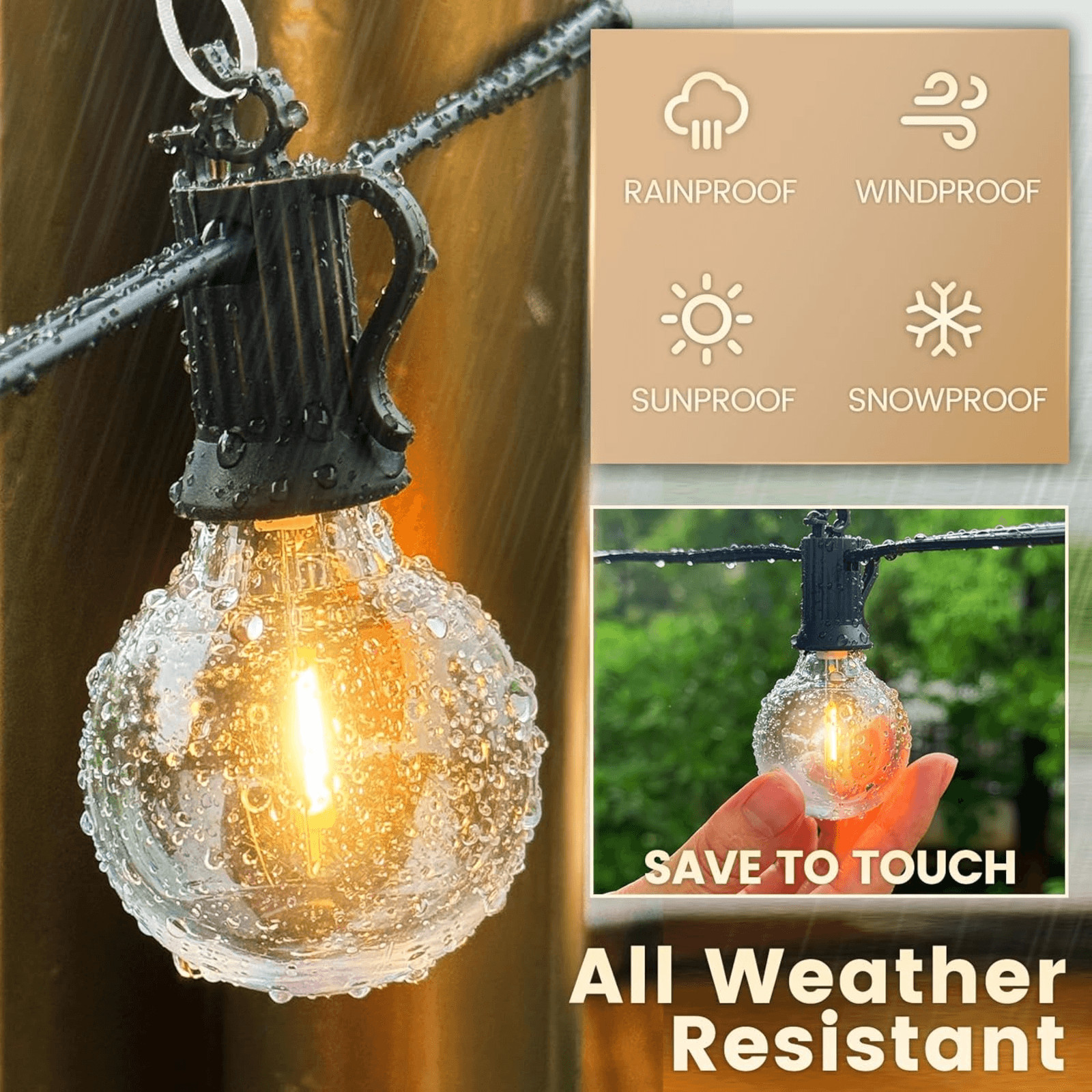 G40 LED Replacement Light Bulbs E12 Warm White String Lights 15 Pack 24V