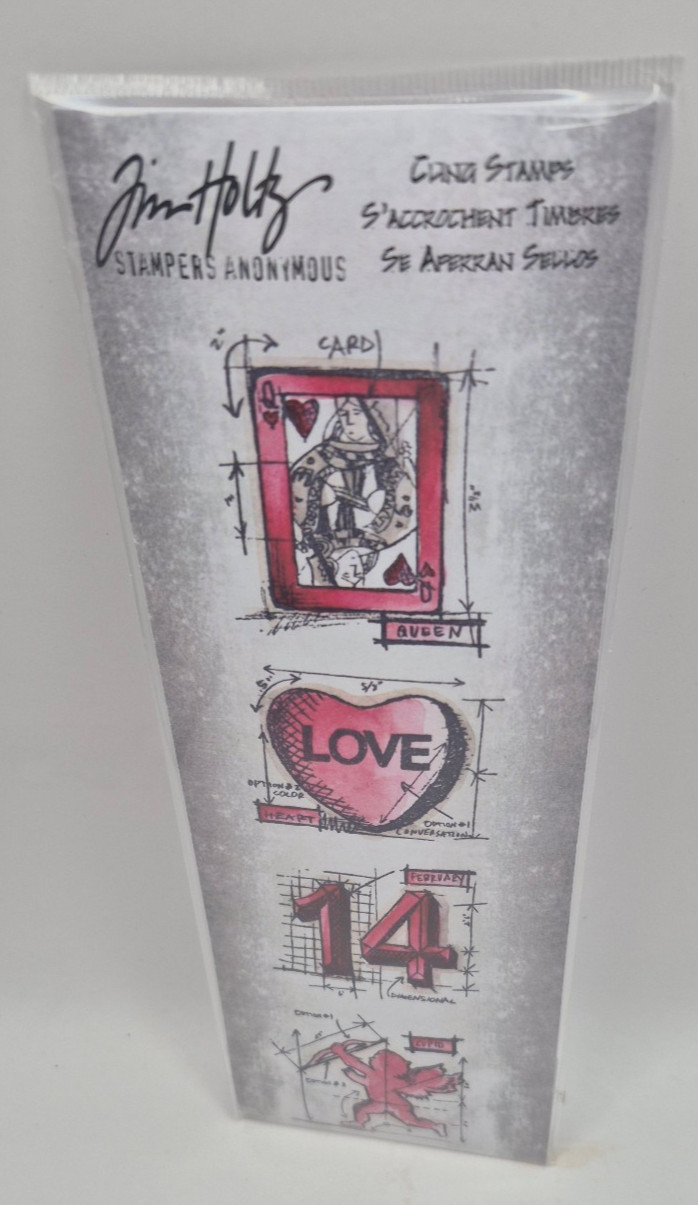 THMB004 Tim Holtz /Stampers Anonymous Valentine 4pc Cling Stamp Set Queen Heart