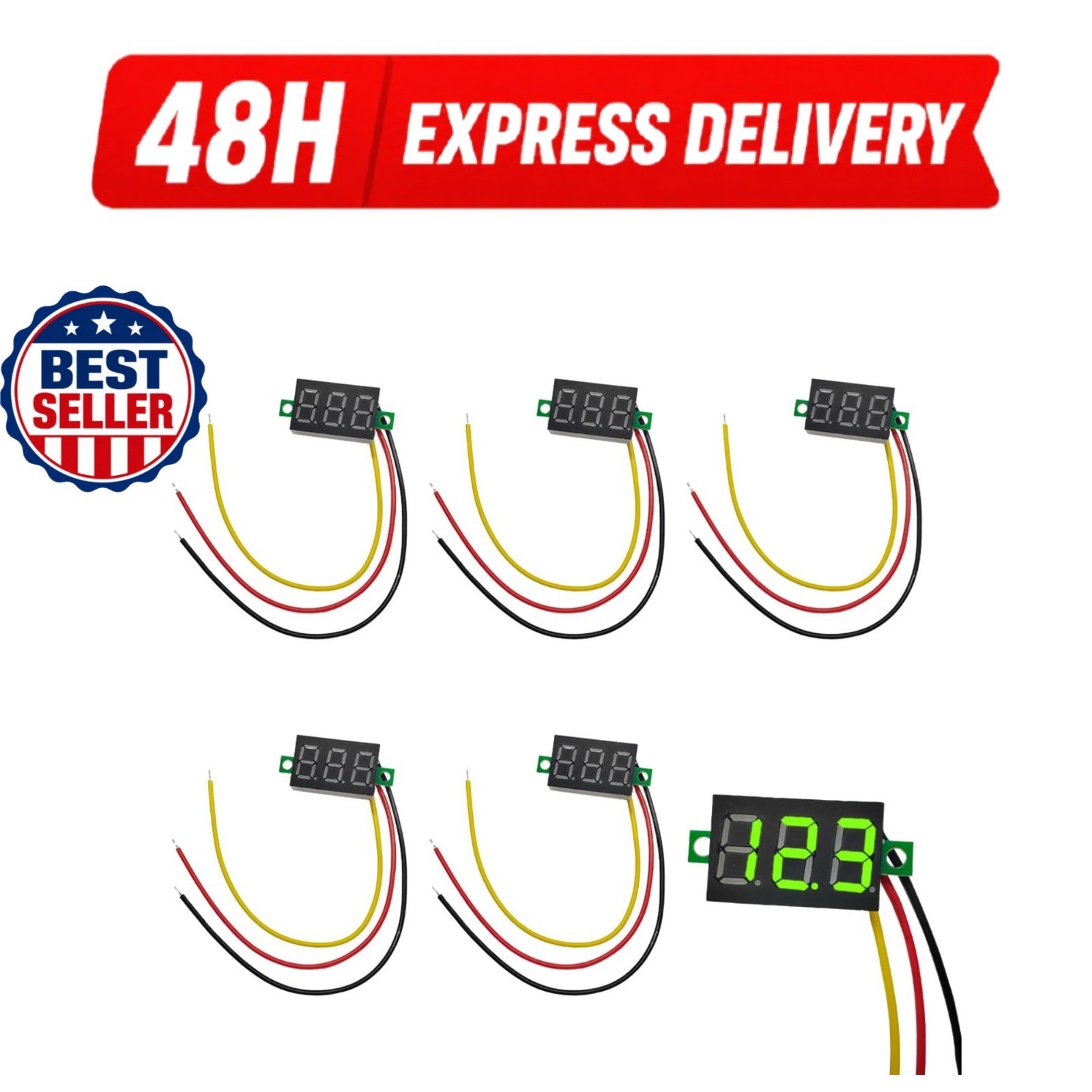 5 PCS Mini Digital Voltage Meter DC 0-30V LED Display Voltmeter