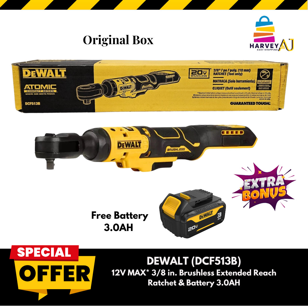 DEWALT-DCF513B-ATOMIC 20V MAX Cordless 3/8 in. Ratchet+ Free Battery 3.0 AH