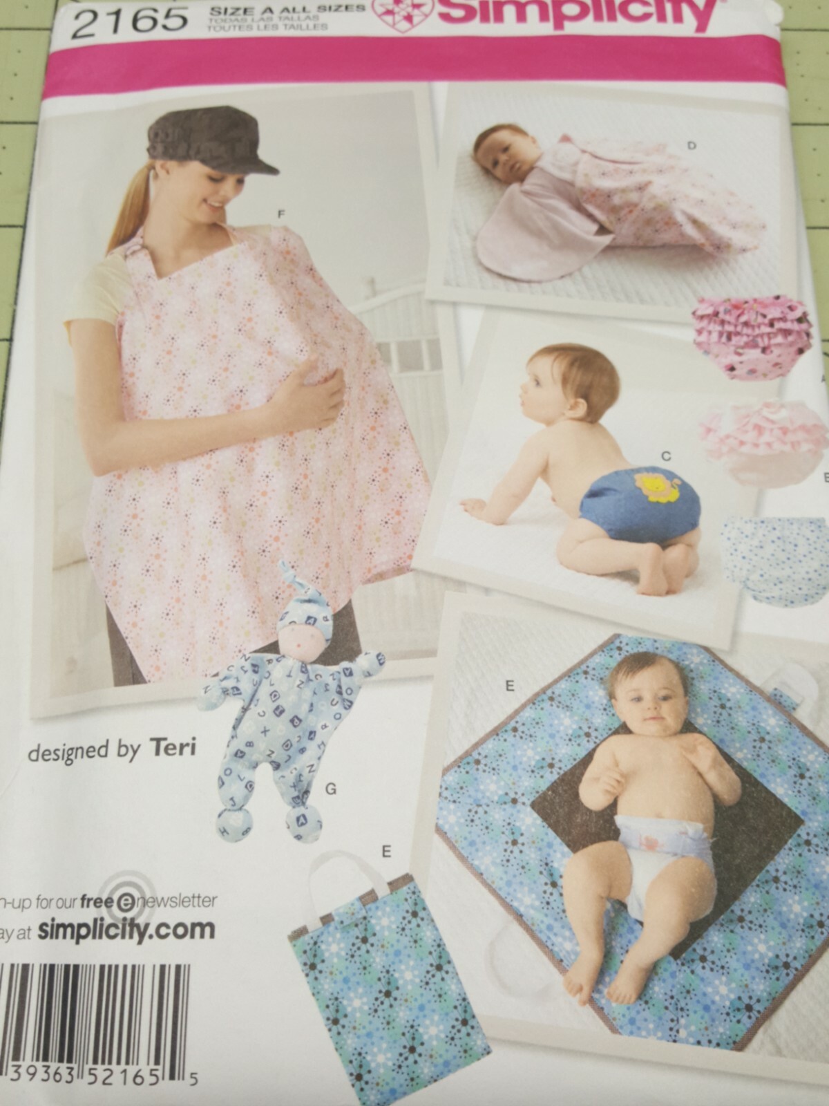 Simplicity Pattern 2165 Baby Accessories Nursing-Diaper Cover Bunting UNCUT