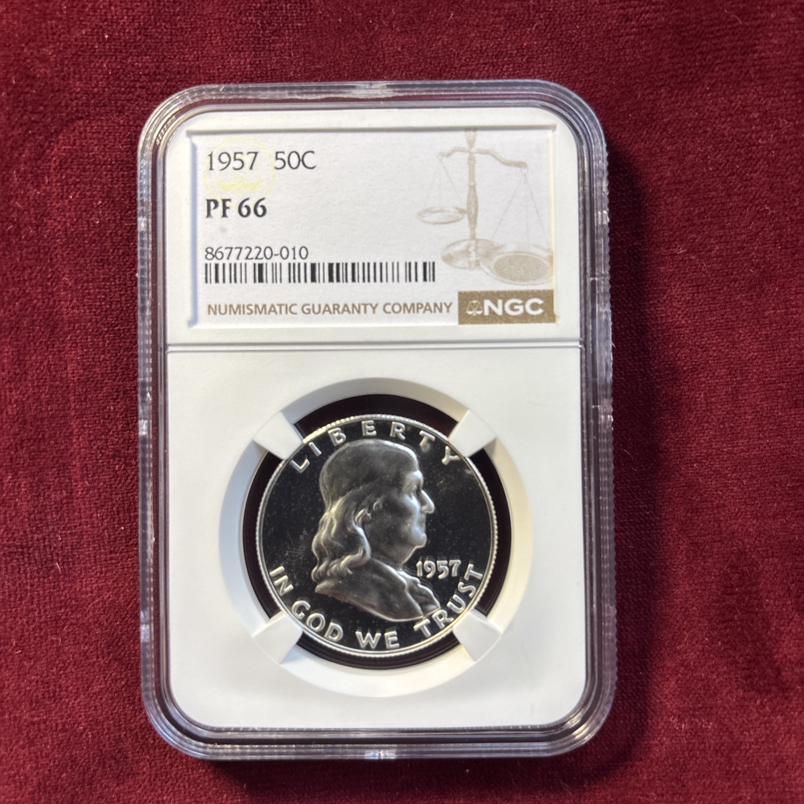 1957 Franklin Silver Half Dollar PF 66 NGC Proof 50c Coin Collectible