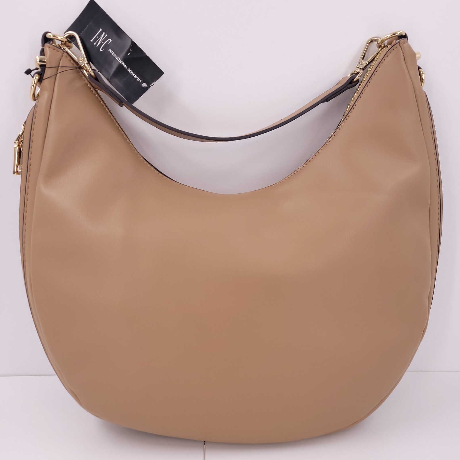 INC Kolleene Hobo Handbag Shoulder Crossbody Camel Expandable Medium Gold Purse