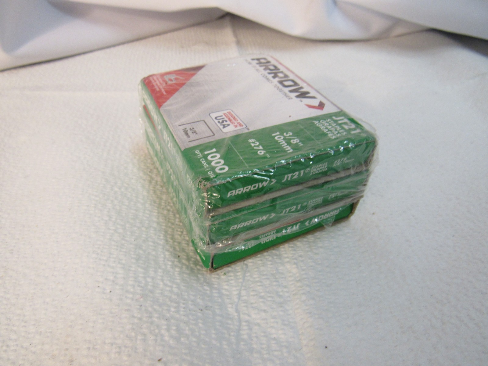 Lot of 3 Arrow 276 JT21 3/8-Inch / 10mm Staples, 1000 Staples Per Pack