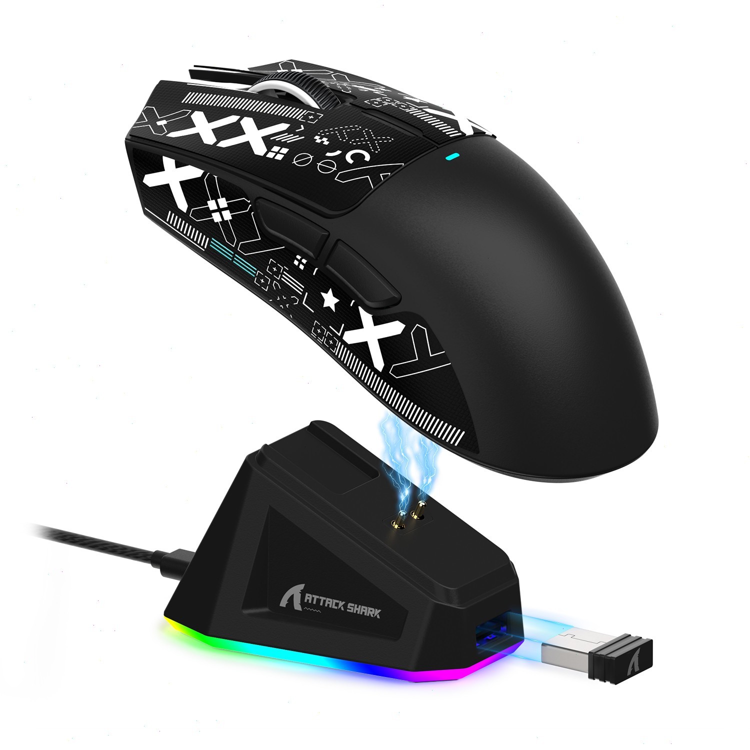 ATTACK SHARK X11 Tri-Mode Wireless Gaming Mouse & Mousepad Set RGB Charging Dock