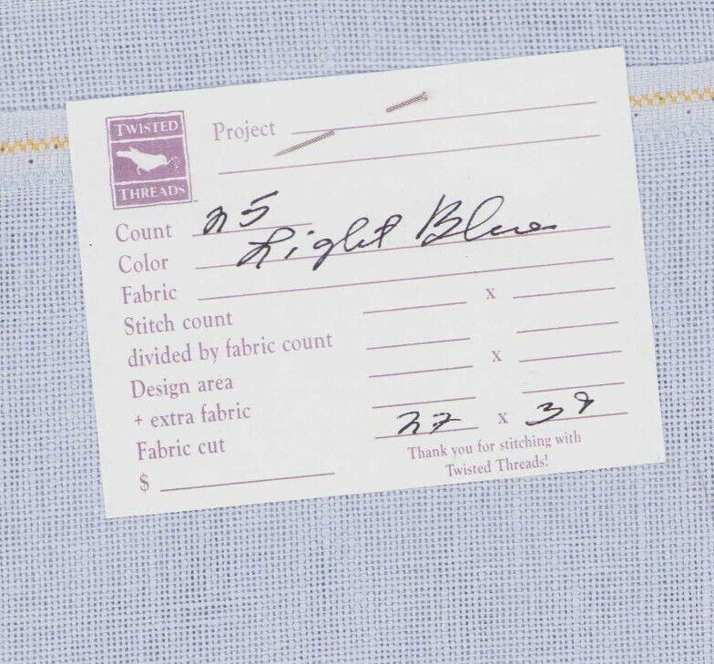 25 ct Cross Stitch Linen Fabric Light Blue 39x27"  Twisted Threads
