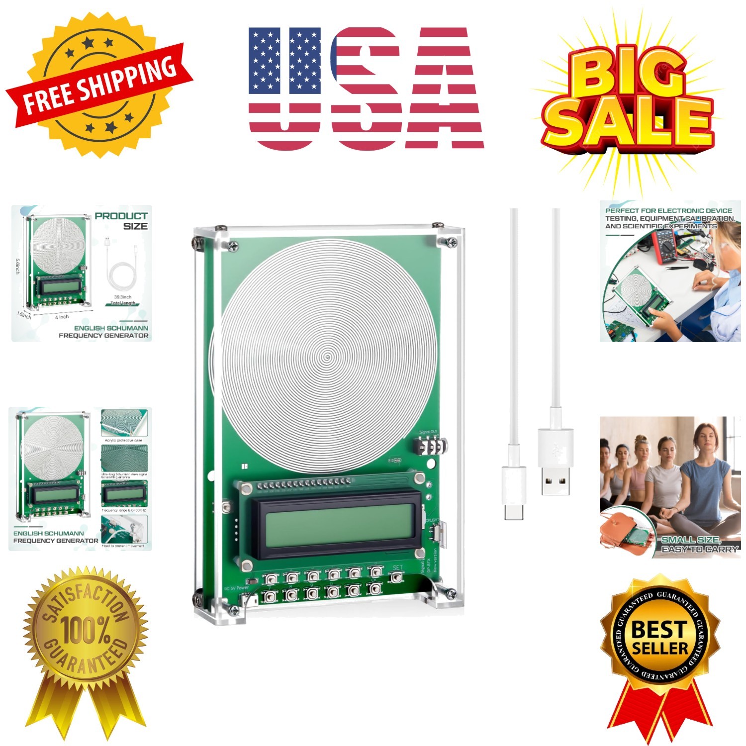 0.01Hz-100000Hz Adjustable Schumann Sine Wave Resonance Generator Ultra Low F...
