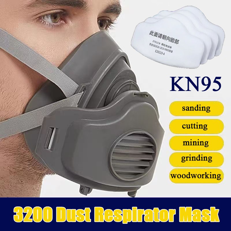 Safety Gas Mask Respirator Half Face Protect Painting Spray Facepiece + Filters