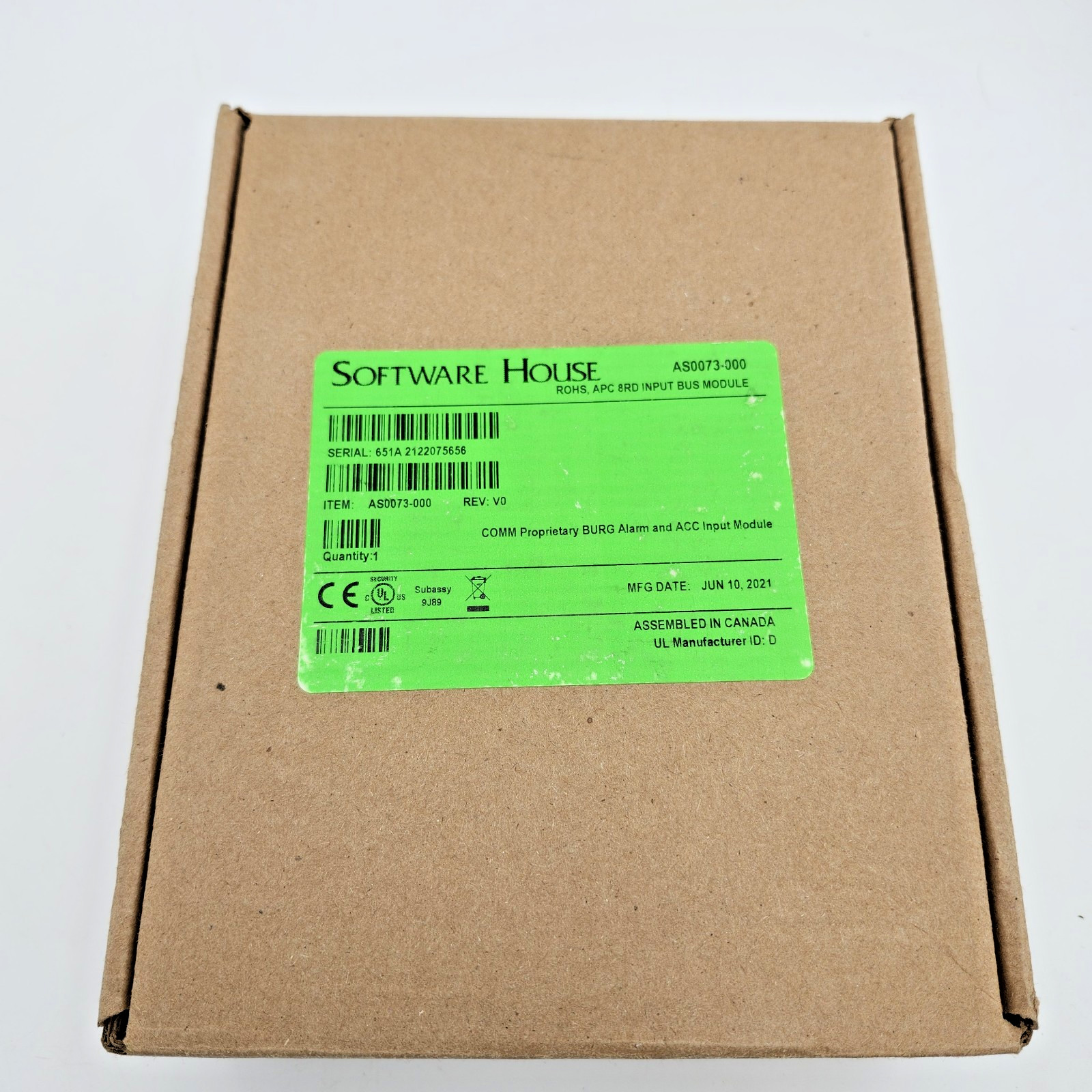 Software House I/8 Input Module Board AS0073-000 APC 8RD Expansion New Sealed