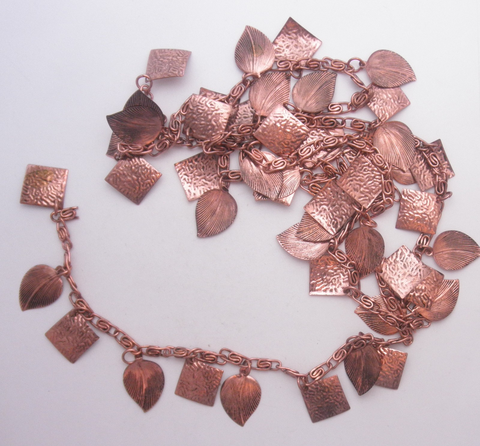 36 IN- METAL COPPER  LEAF & SQUARE   CHAIN 15MM