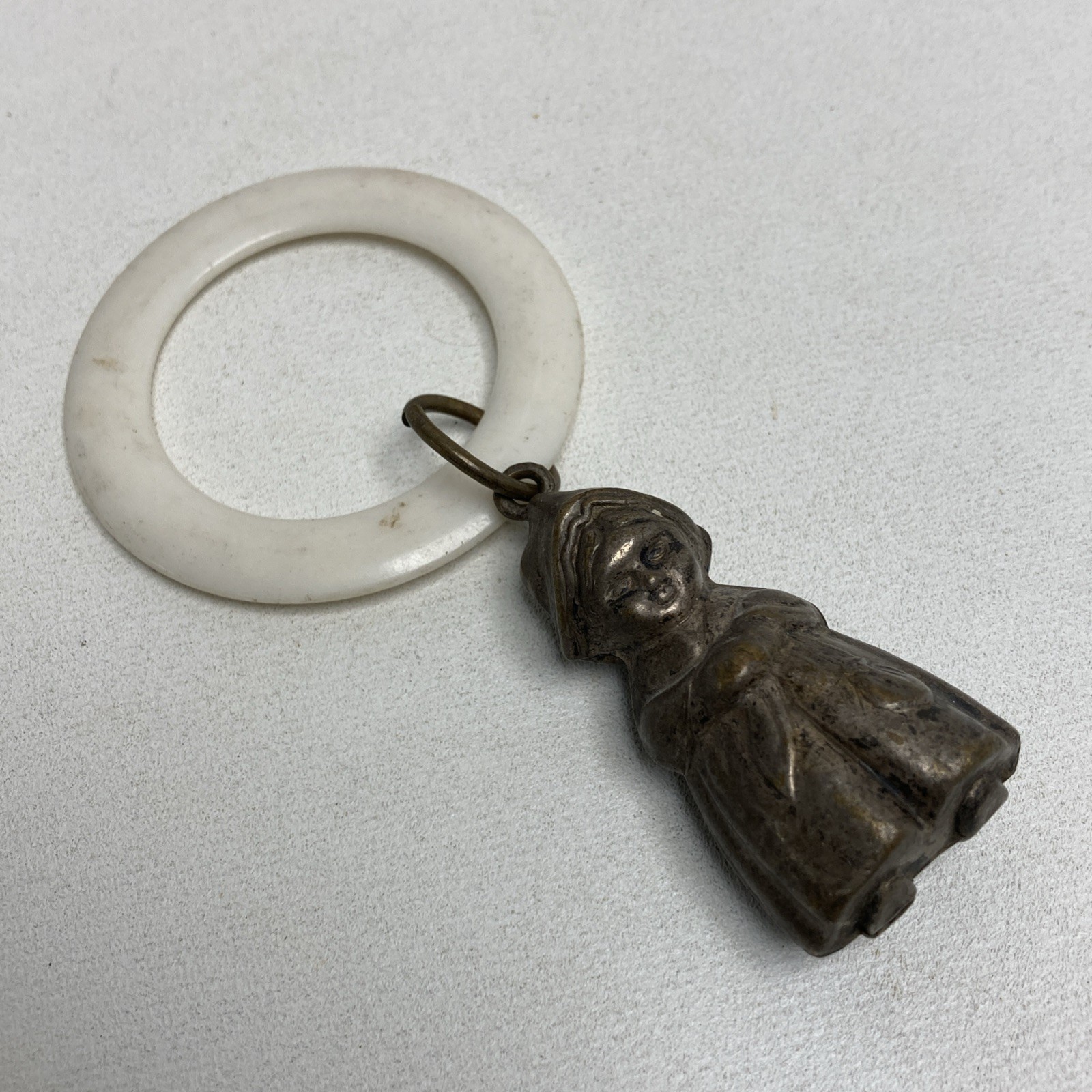 (RefJOH13) Antique baby rattle teether grandma design shape