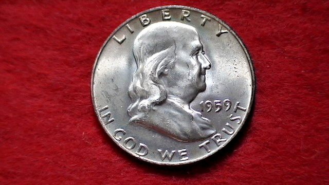 90% Silver 1959 Franklin Half Dollar Brilliant Uncirculated from Philly Mint
