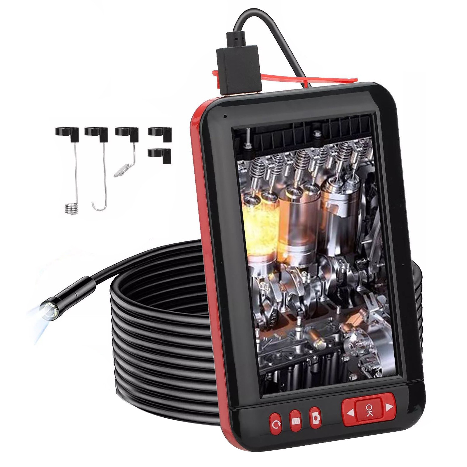 2M/6.5Ft Industrial Endoscope 1080P HD 4.3in Screen Borescope Camera LED