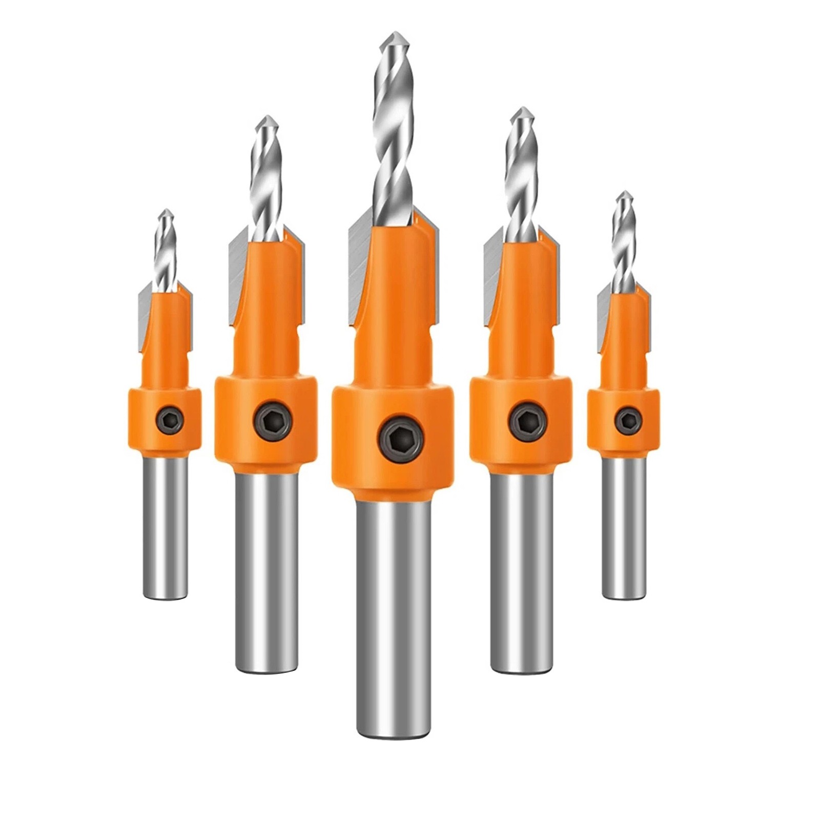5pcs Countersink Drill Bits with Replaceable Hexagon Handle for Easy Maintenance
