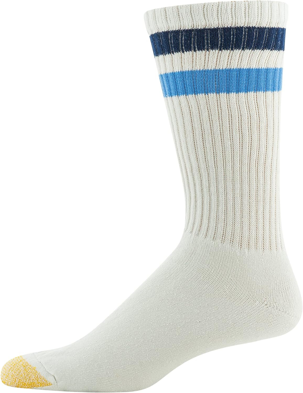 Mens 656S Cotton Crew Athletic Socks Multipairs Stripe White/Light Blue Asso...