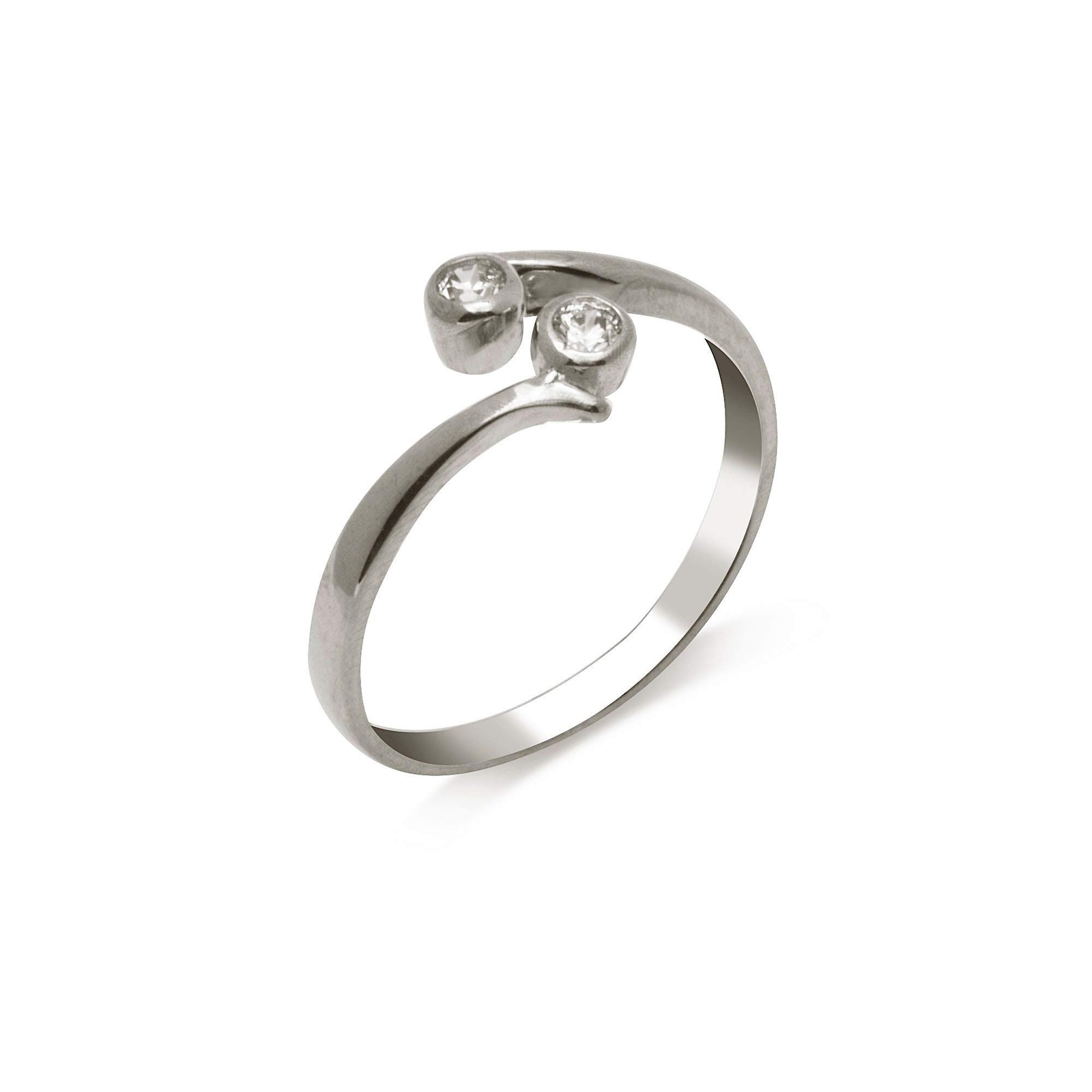 Solid 10K Yellow or White Gold Round CZ Crossover Adjustable Toe Ring - 6mm x