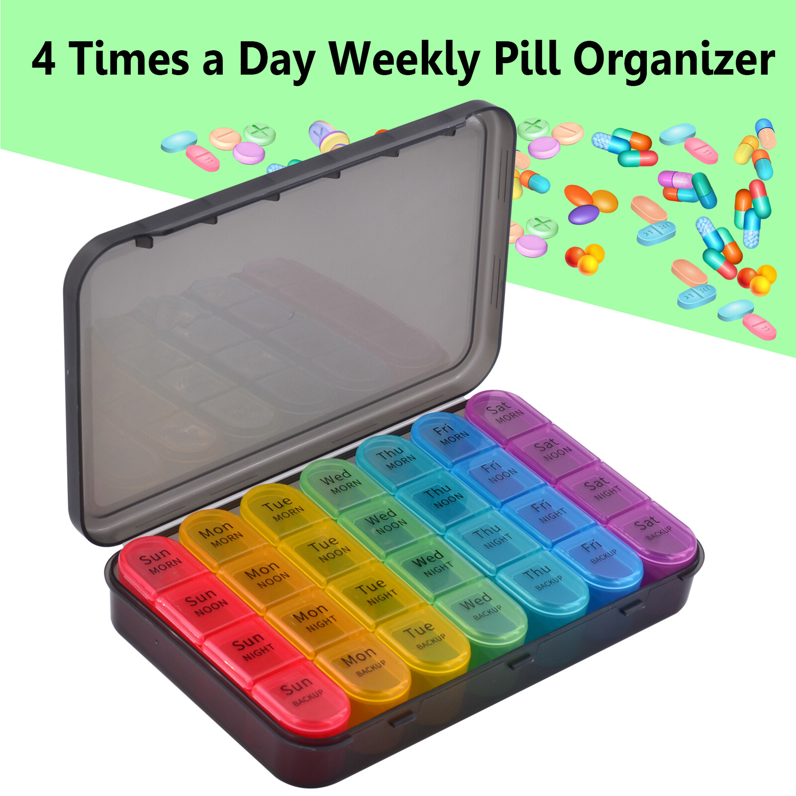 Weekly Pill Box Organizer 7 Days Organizer Cases Medicine Storage 4 Times a Day