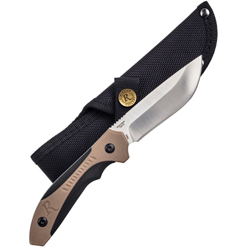 Remington Skinner Fixed Knife 3.5" Stainless Steel Blade Blck/Tan Polymer Handle