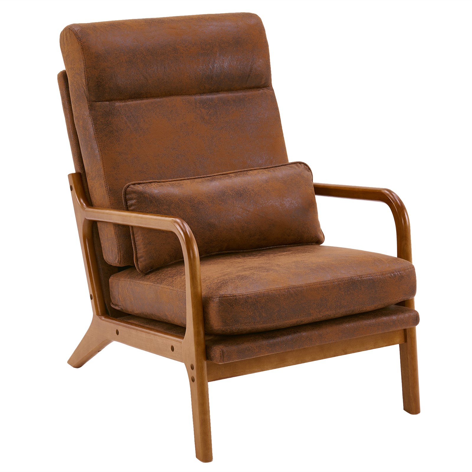 High Back Solid Wood Armrest Backrest Iron Frame Bronzing Cloth Leisure Chair