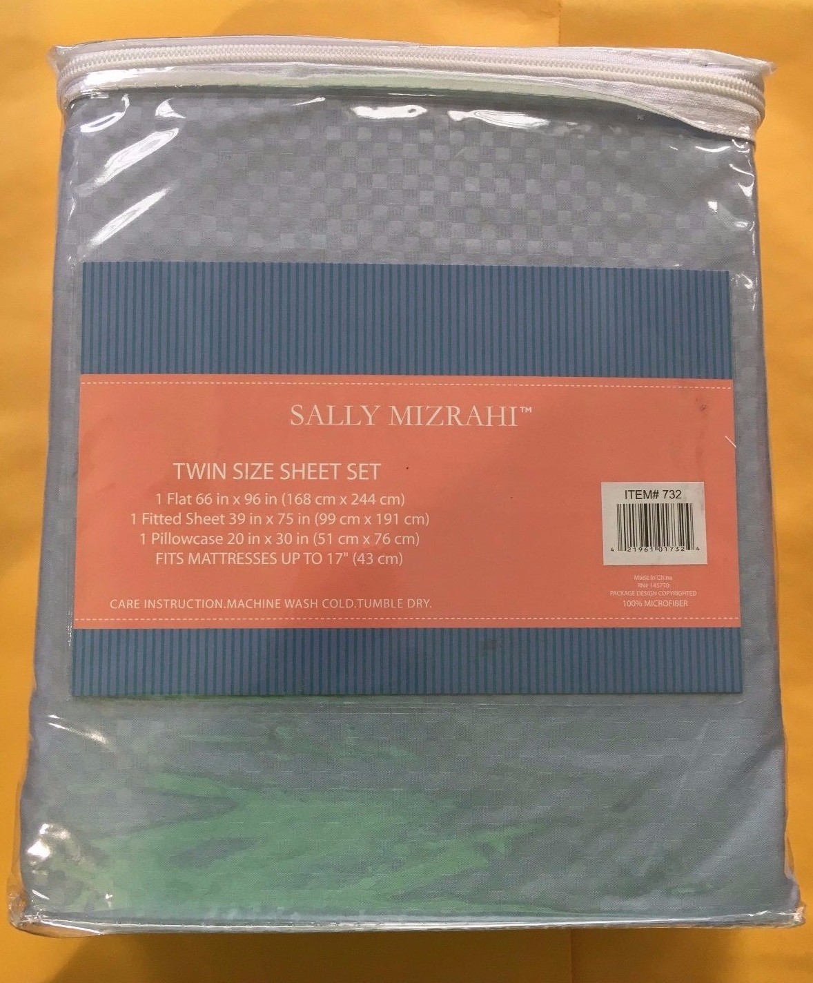 Sally Mizrahi Twin Sheet Set Light Blue 100% Microfiber Wrinkle Free New