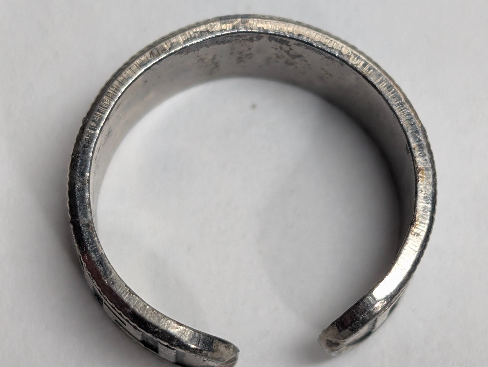 Vintage Silver-Tone Greek Key Design Toe Ring Adjustable Size