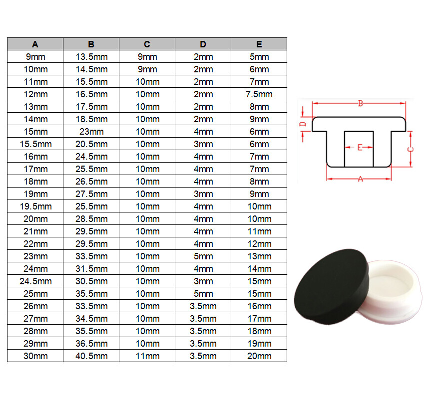 Blak Silicone Rubber Stopper Plug Blanking End Cap Tube Pipe Insert Bung 9-140mm