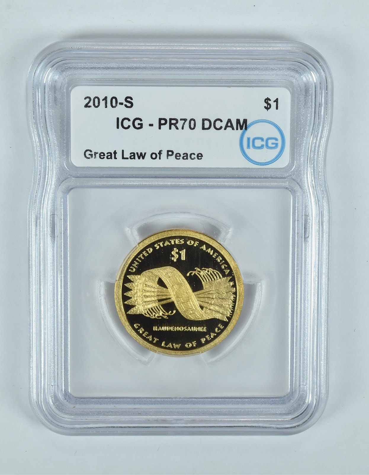 2010-S Sacagawea $1 Great Law Of Peace PR70 DCAM ICG
