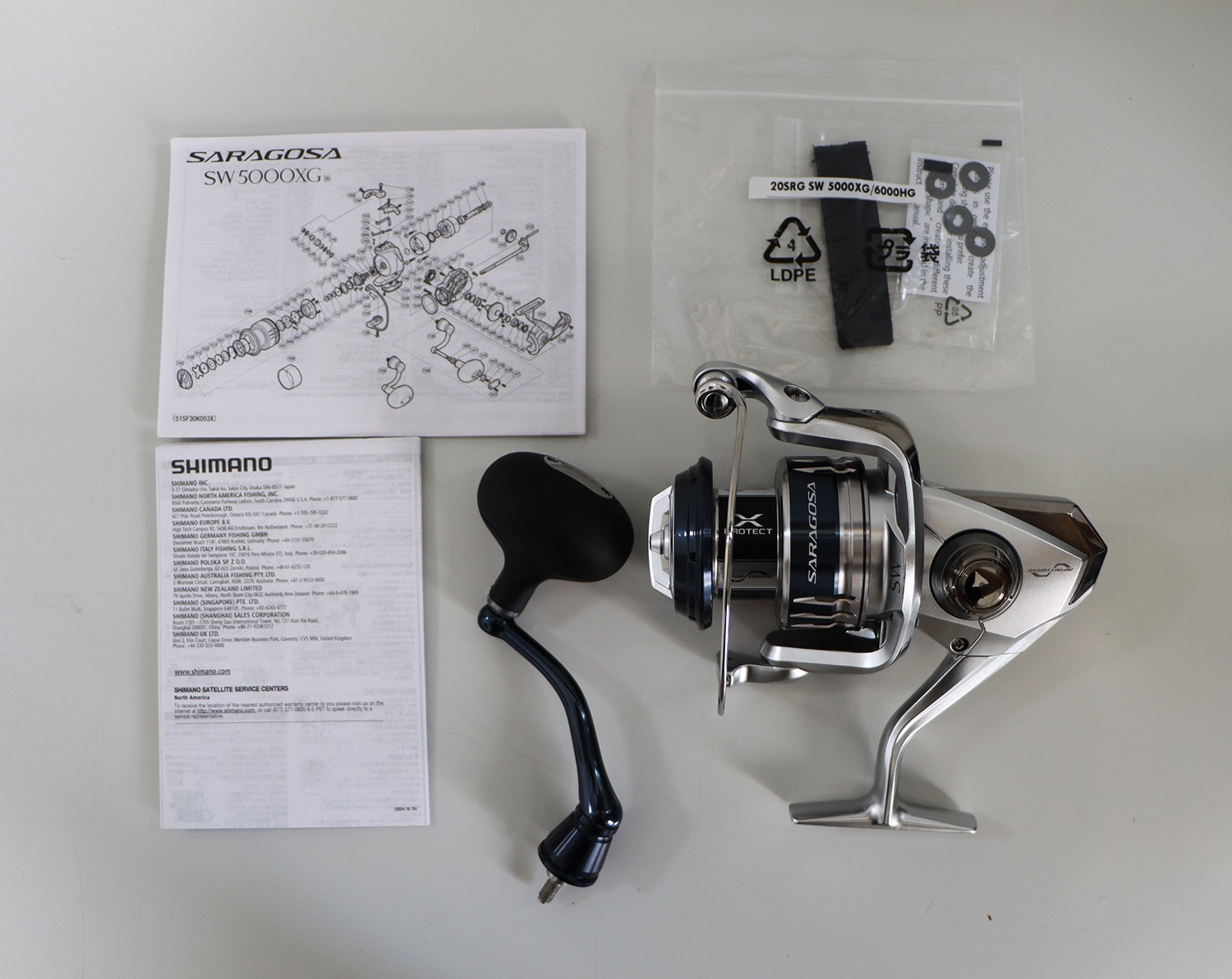Shimano Saragosa SW A Spinning Fishing Reel 5000XG SRG5000SWAXG 6.2:1 Gear Ratio