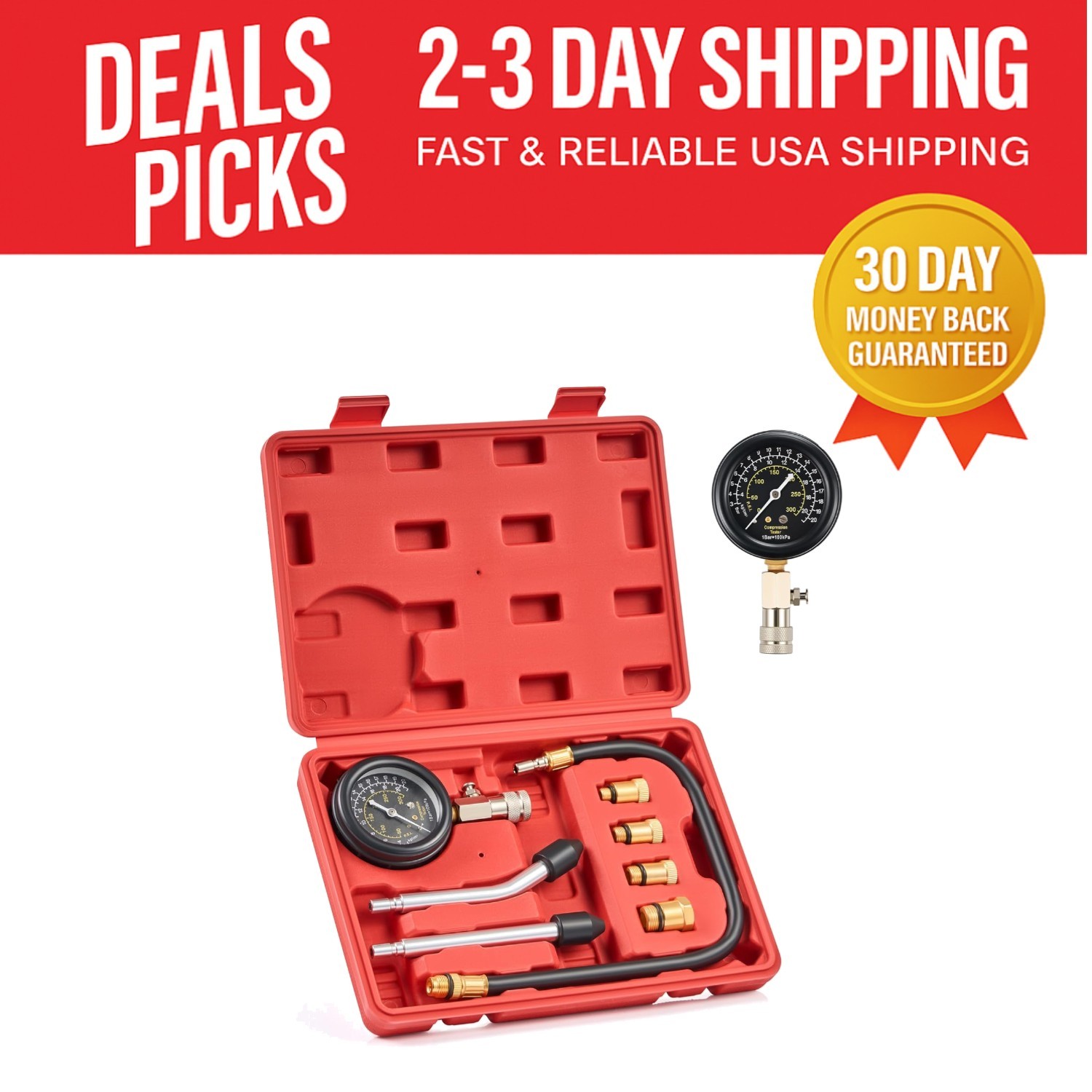 Durable 8pc Petrol Engine Testing Kit - Precision Gauge with Custom Carry Case